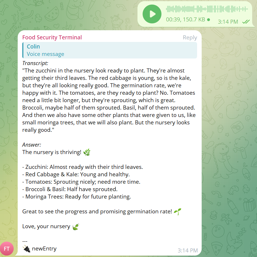 Nursery observations